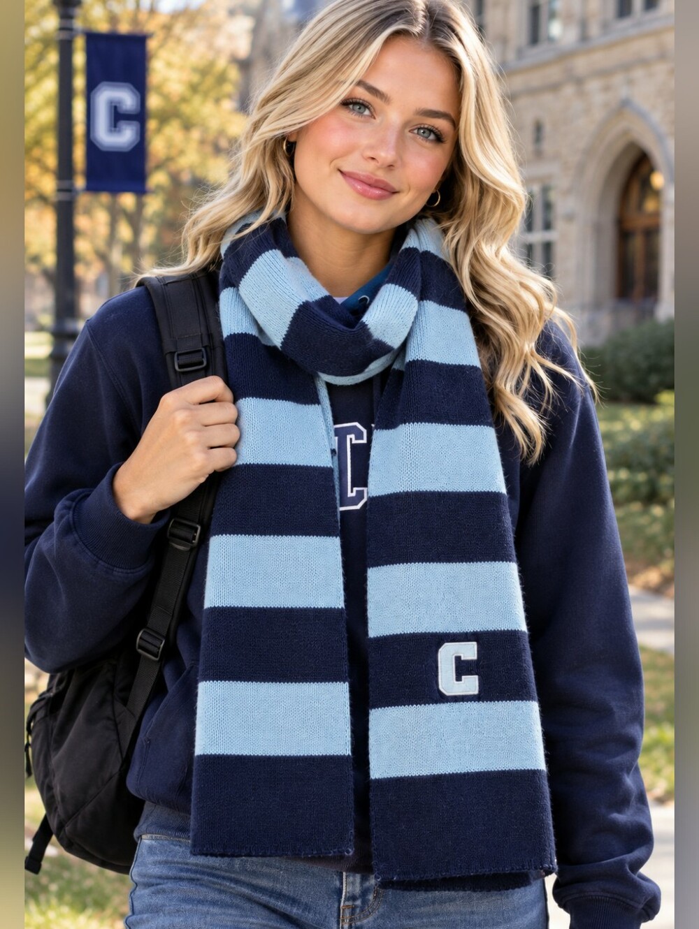 Logofit Letter C Blue Stripe Collegiate Scarf Team School